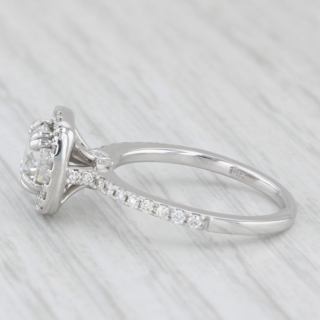 0.90ct Round Brilliant Halo Engagement Ring — GIA Certified, 14k White Gold