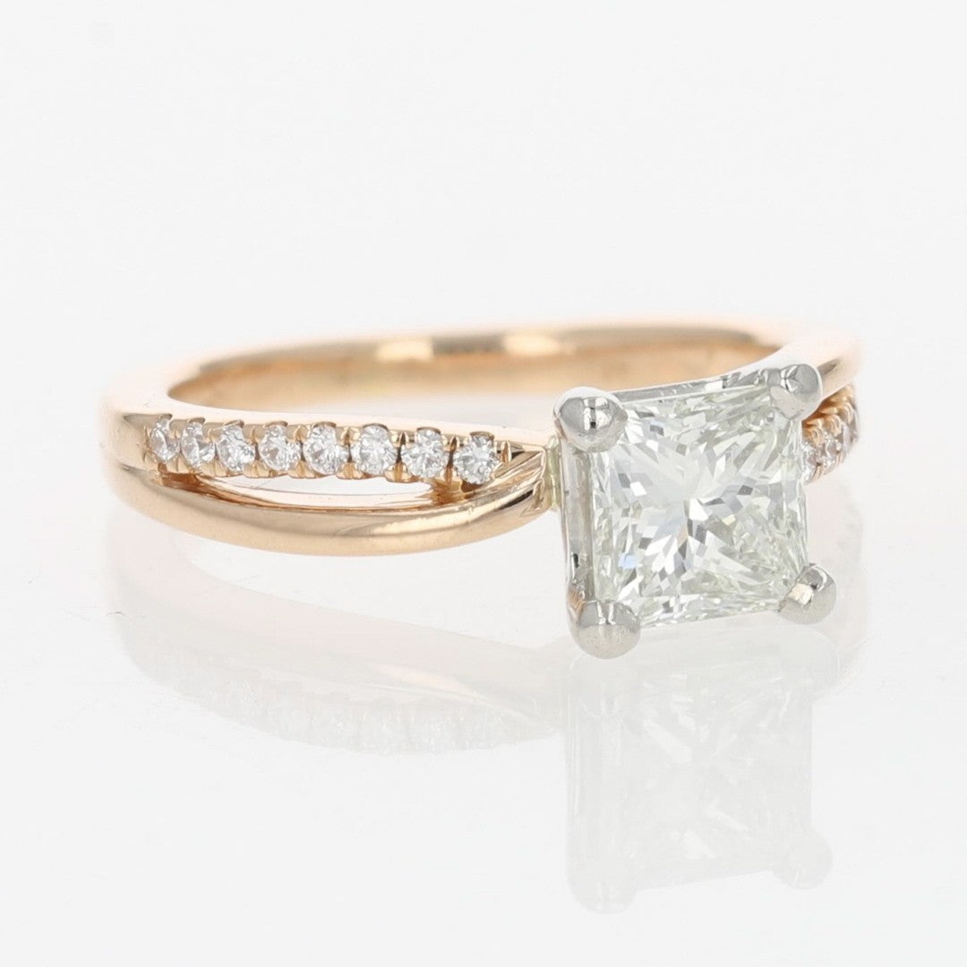 1.11ct Princess Diamond Solitaire with Accents Ring — GIA Certified, 14k Rose Gold