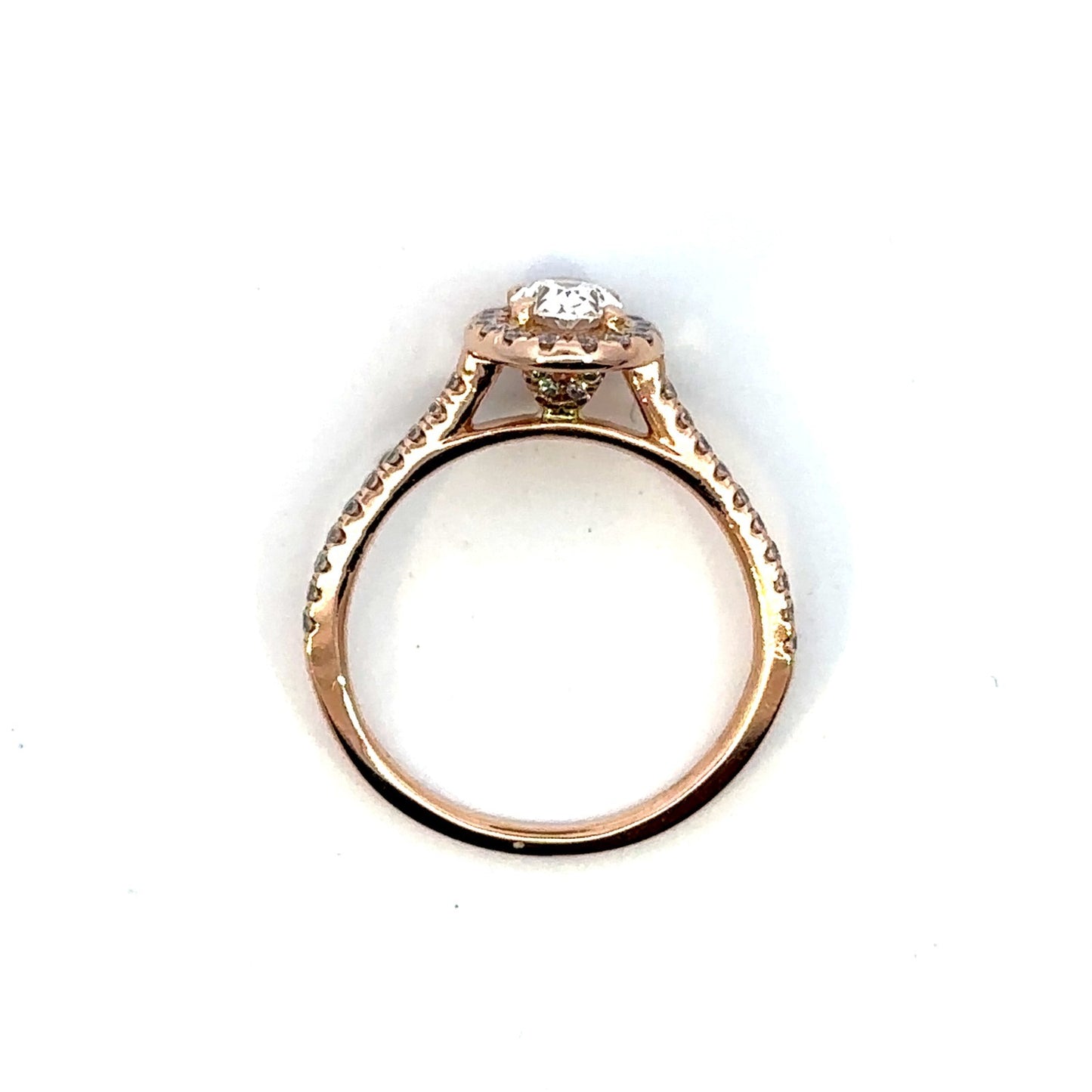 0.50ct Oval Brilliant Diamond Halo Ring — GIA Certified, 14k Rose Gold