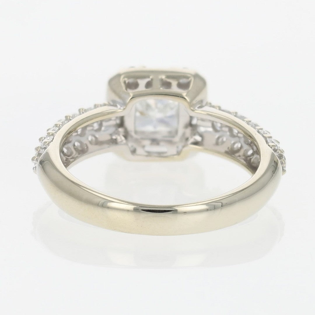 1.38ct Cushion Cut Diamond Halo Engagement Ring — GIA Certified, 14k White Gold