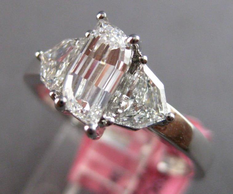 1.19ct Flame & Trapezoid Diamond Three Stone Ring — GIA Certified, 18k White Gold