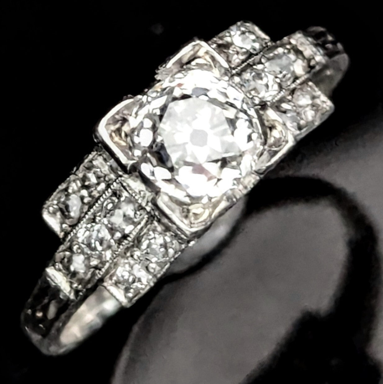 1.15ct Old European Cut Diamond Art Deco Ring — GIA Certified, Platinum