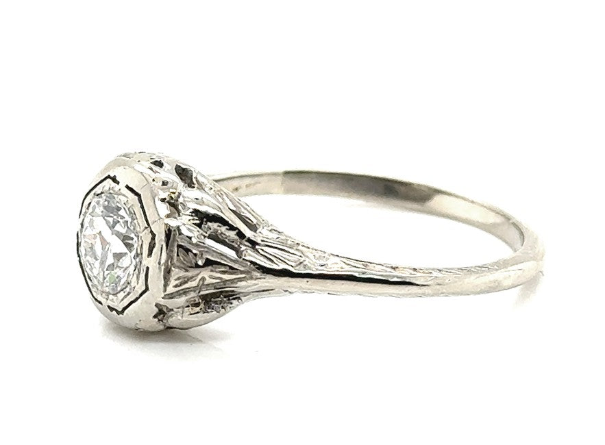 0.50ct Round Brilliant Diamond Cartier Ring — GIA Certified, 18k White Gold