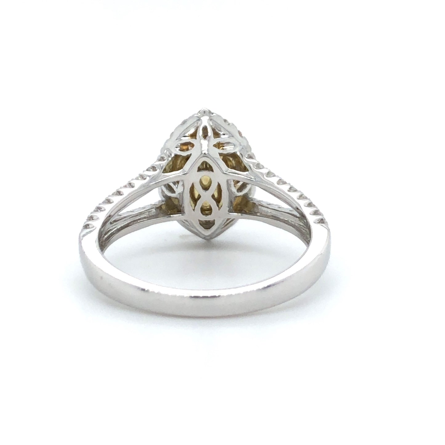 1.02ct Marquise Diamond Halo Engagement Ring — GIA Certified, 18k Two-Tone Gold