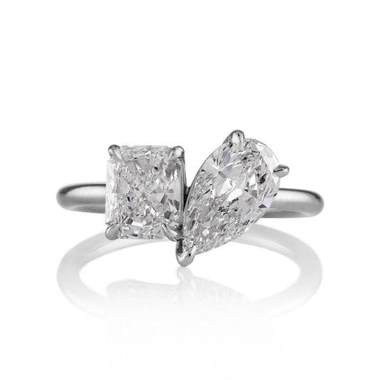 2.19ct Pear & Radiant Diamond Two-Stone Ring — GIA Certified, Platinum