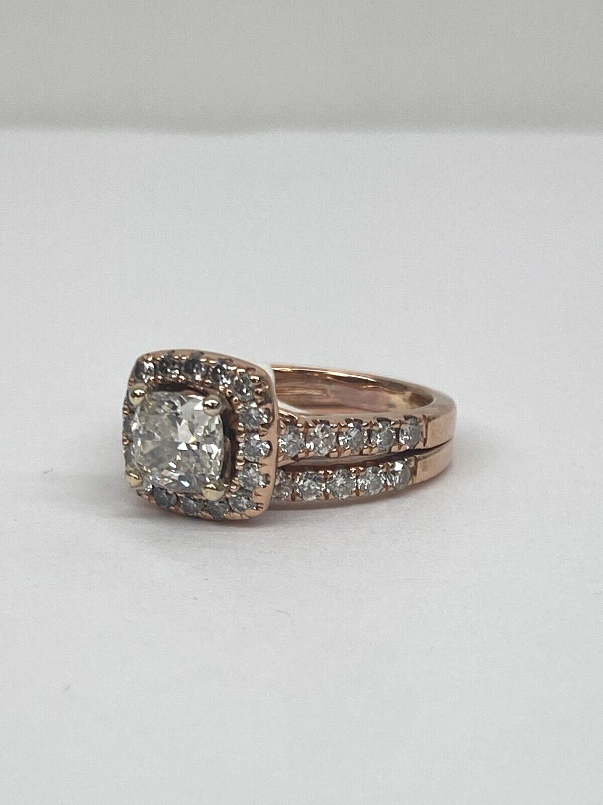 1.03ct Cushion Brilliant Diamond Halo Ring — GIA Certified, 14k Rose Gold