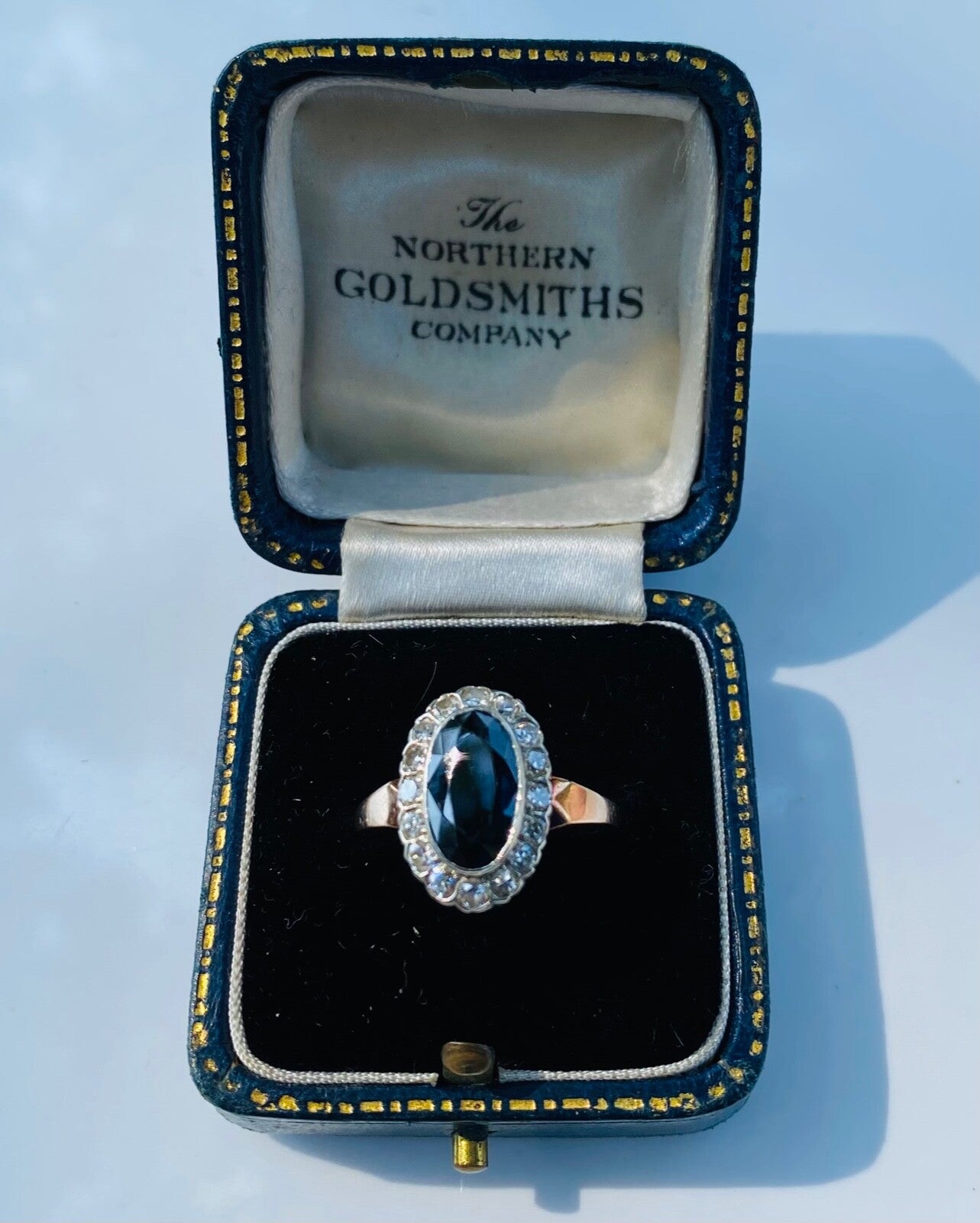 3.10ct Oval Sapphire Diamond Cluster Ring — GIA Certified, 14k White Gold