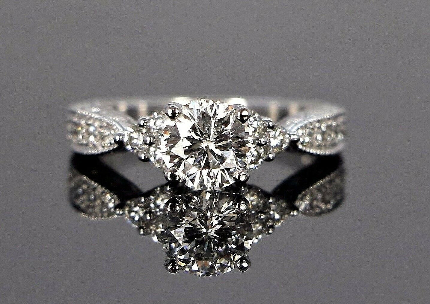 1.06ct Round Modified Brilliant Diamond Engagement Ring — GIA Certified, 14k White Gold
