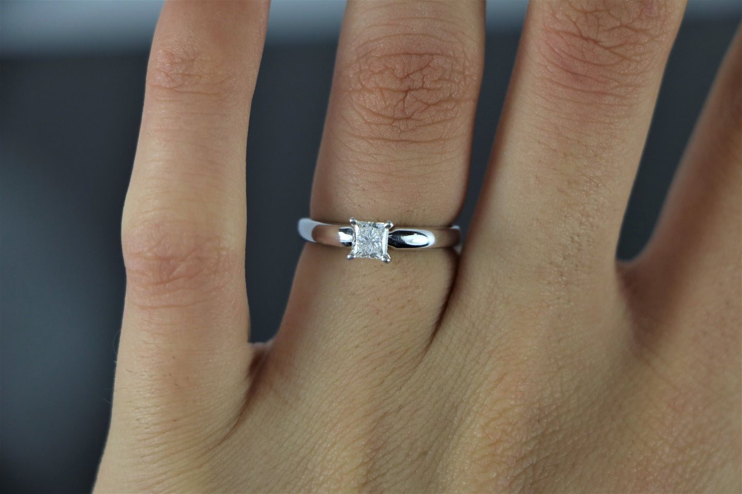 0.41ct Princess Cut Diamond Solitaire Ring — GIA Certified, 18k White Gold
