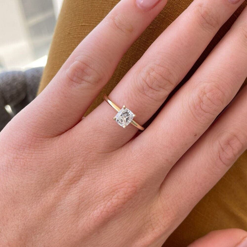 1.00ct Cushion Diamond Solitaire Ring — GIA Certified, 18k White Gold