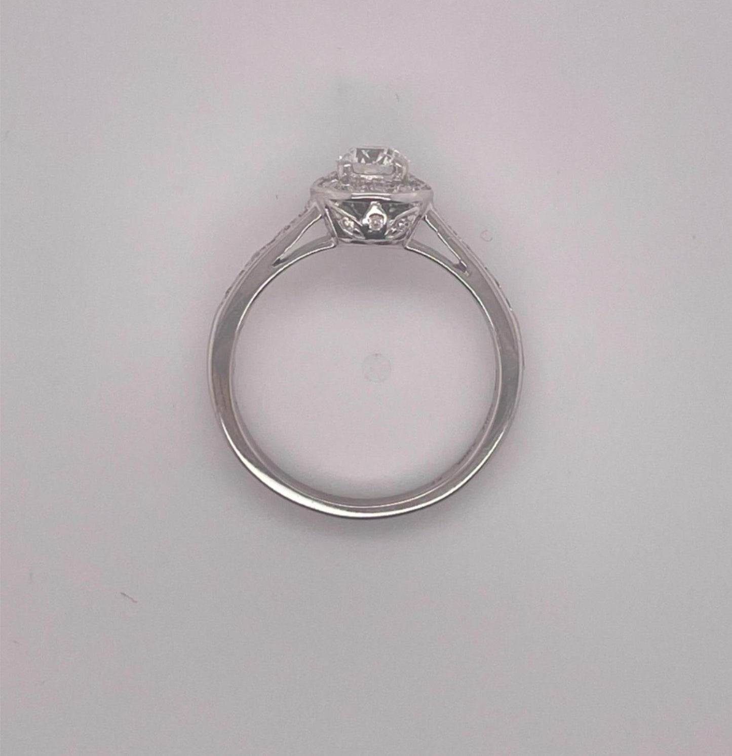 0.59ct Round Brilliant Halo Engagement Ring — GIA Certified, 18K White Gold