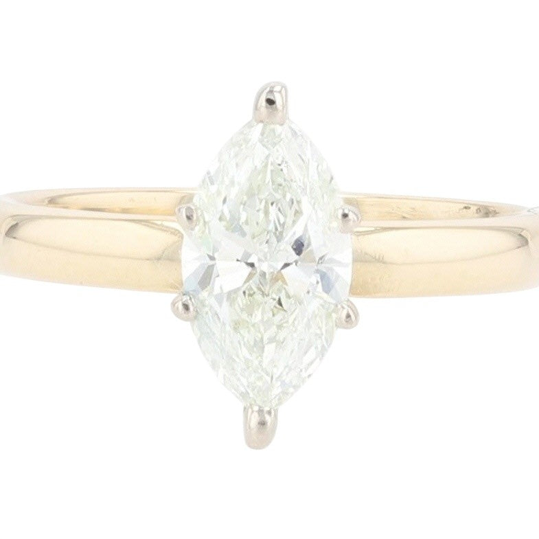 0.90ct Marquise Diamond Engagement Ring — GIA Certified, 14k Two-Tone Gold