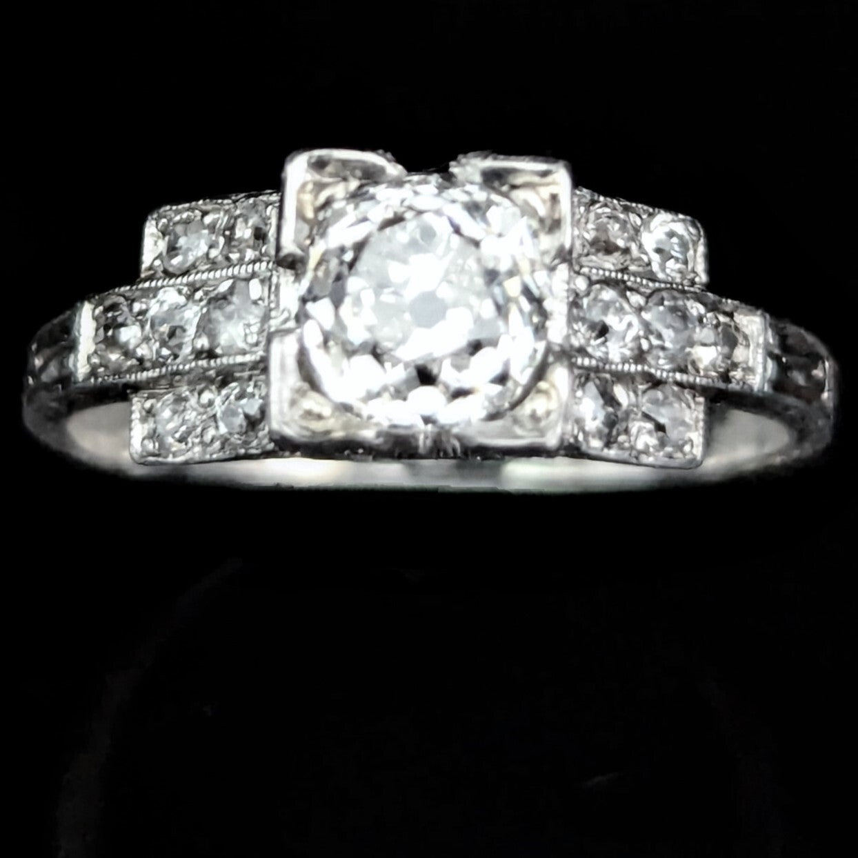 1.15ct Old European Cut Diamond Art Deco Ring — GIA Certified, Platinum