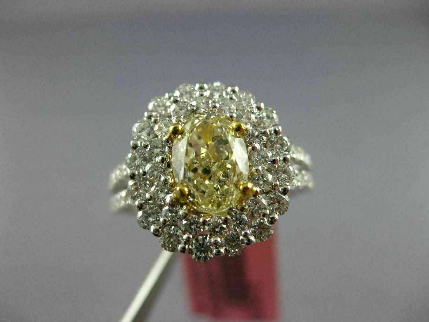 2.40ct Oval Diamond Halo Engagement Ring — GIA Certified, 18k Two-Tone Gold