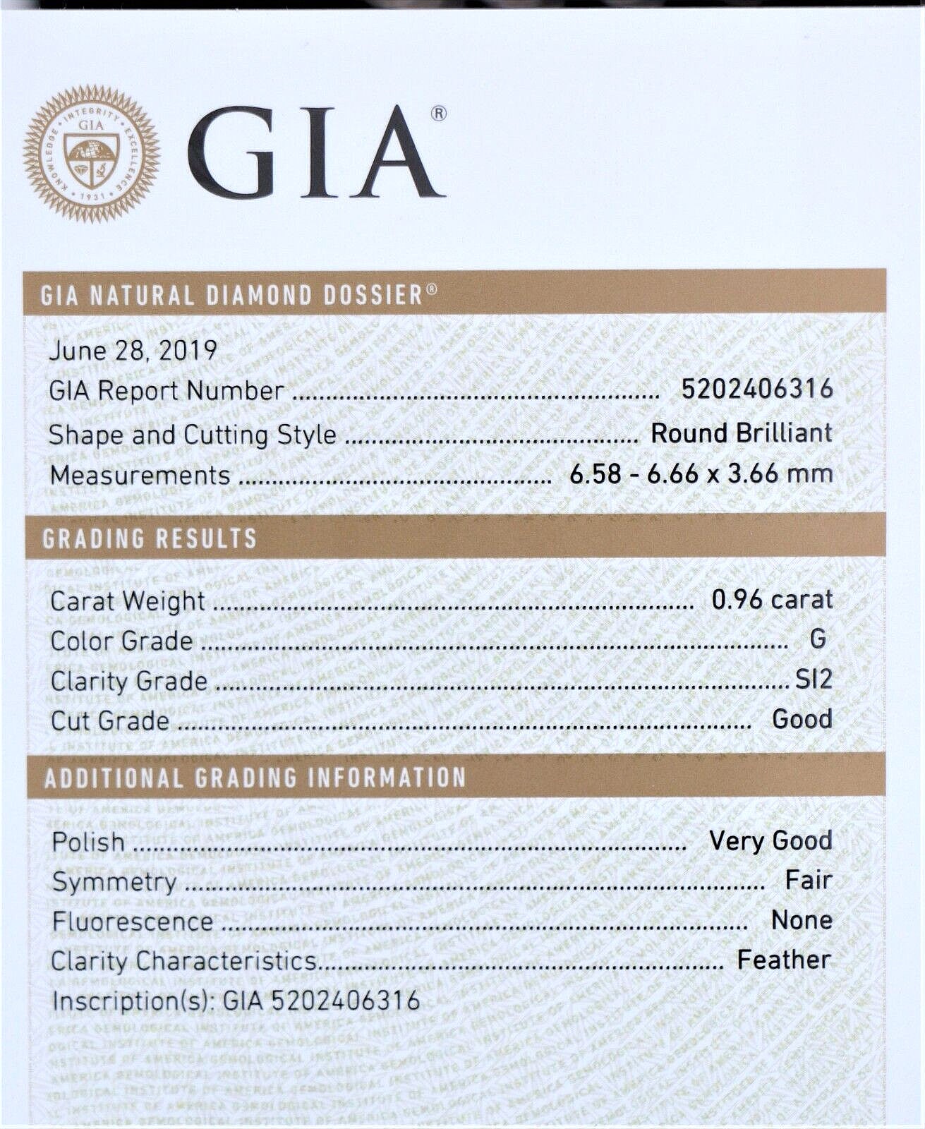 0.96ct Round Brilliant Diamond Engagement Ring — GIA Certified, Platinum