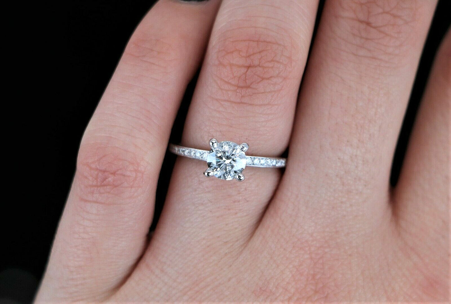 1.02ct Round Brilliant Diamond Engagement Ring — GIA Certified, 18k White Gold