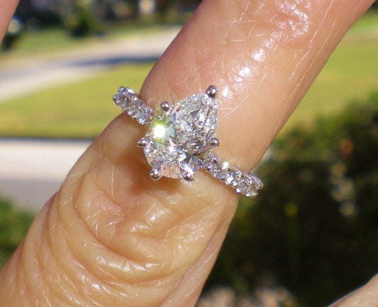 1.50ct Pear Brilliant Diamond Engagement Ring — GIA Certified, 14k White Gold