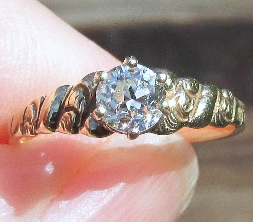 0.49ct Round Brilliant Art Deco Diamond Ring — GIA Certified, Platinum