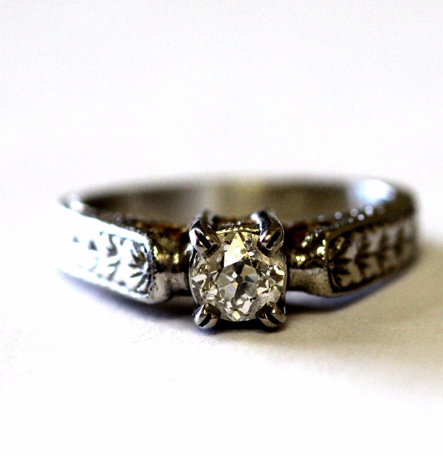 0.54ct Old European Brilliant Diamond Engagement Ring — GIA Certified, 18k Yellow Gold & Platinum