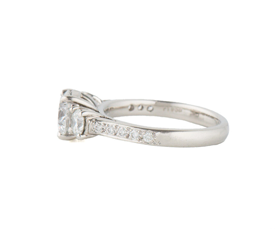 1.04ct Round Brilliant Diamond Three Stone Engagement Ring — GIA Certified, Platinum