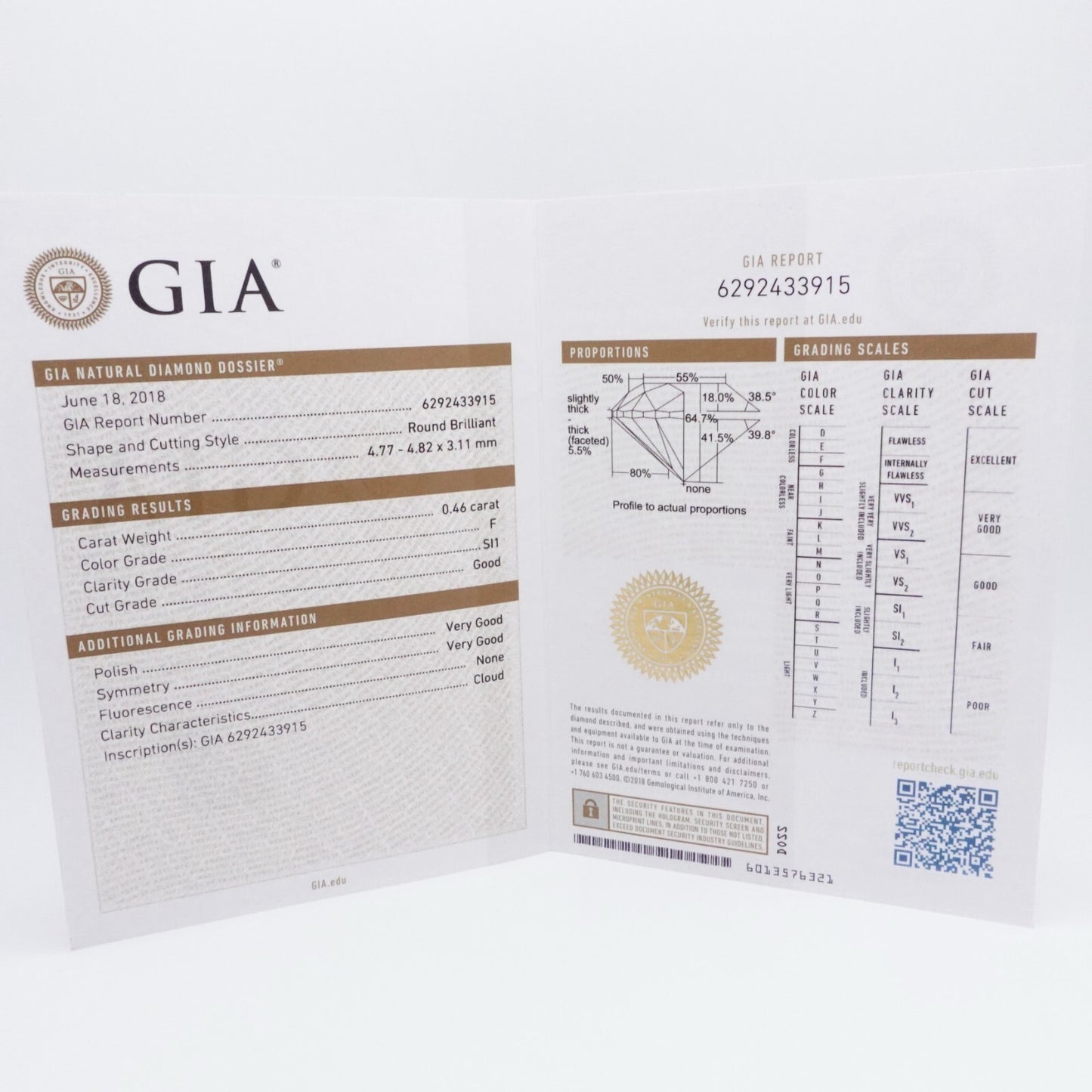 0.46ct Round Brilliant Diamond Solitaire Ring — GIA Certified, Platinum