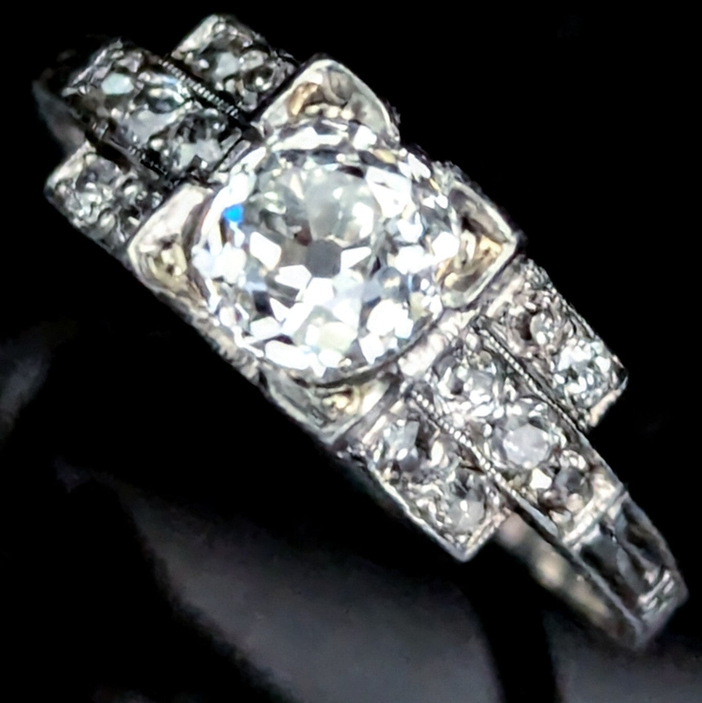 1.15ct Old European Cut Diamond Art Deco Ring — GIA Certified, Platinum