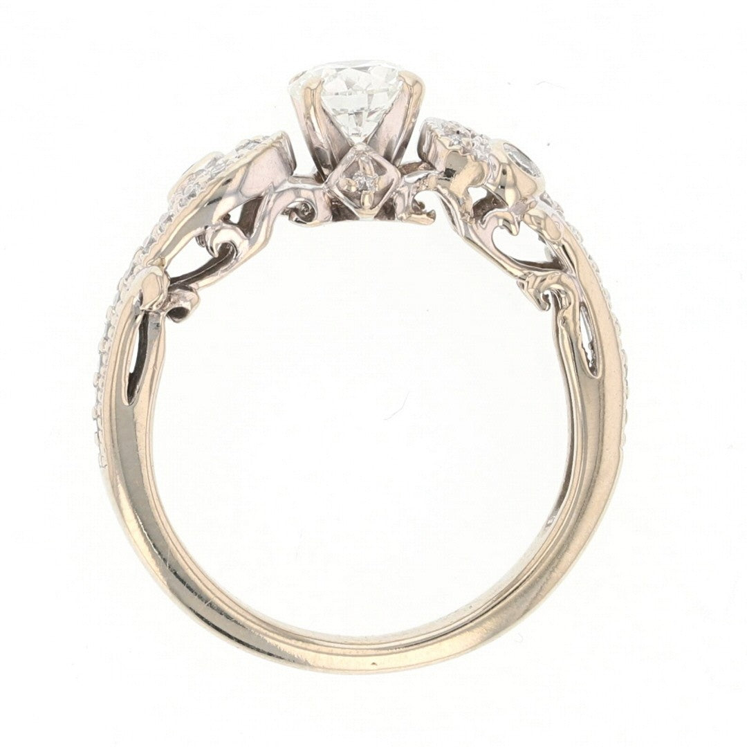 0.51ct Round Brilliant Diamond Swirl Pavé Engagement Ring — GIA Certified, 14k White Gold