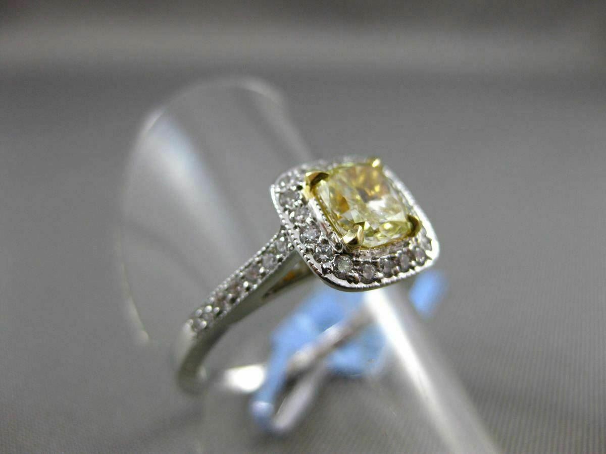 1.06ct Fancy Yellow Diamond Halo Engagement Ring — GIA Certified, 18k White Gold
