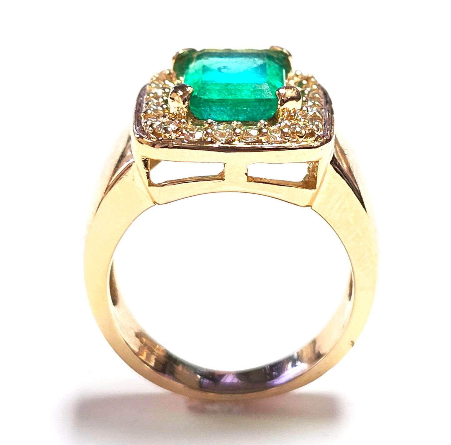 3.09ct Emerald Cut Colombian Emerald & Diamond Ring — GIA Certified, 14k Yellow Gold