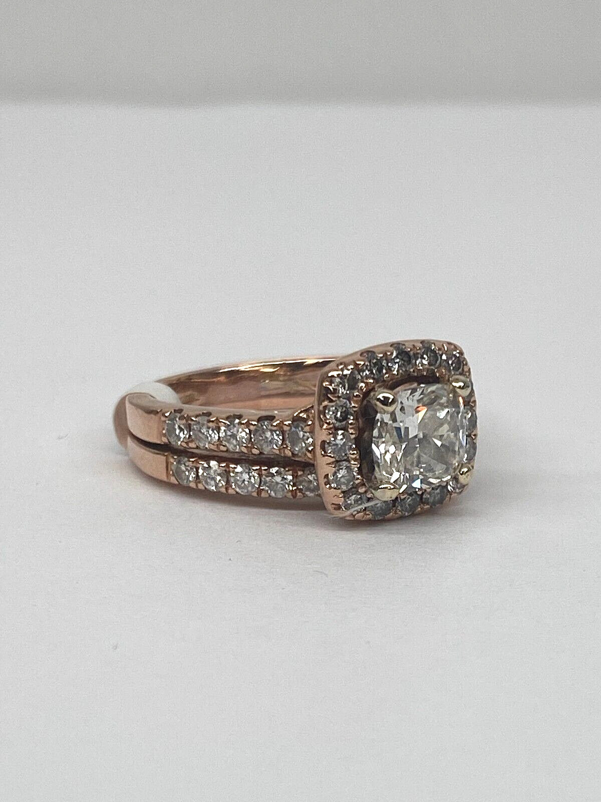 1.03ct Cushion Brilliant Diamond Halo Ring — GIA Certified, 14k Rose Gold