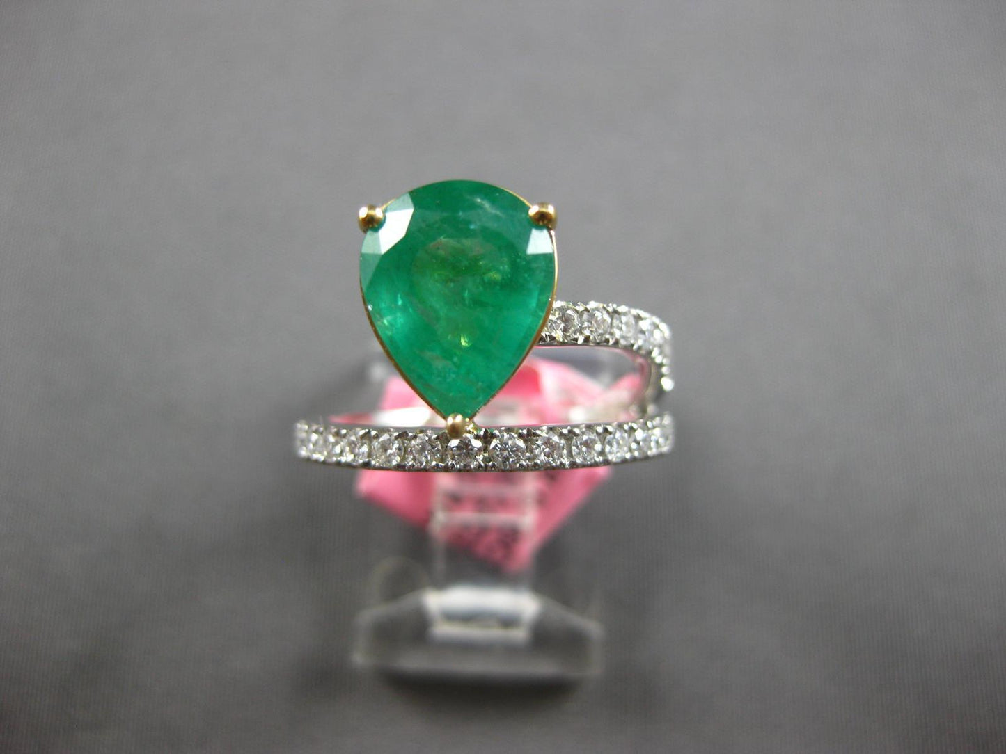 2.95ct Round Diamond & Pear Emerald Two-Tone Engagement Ring — GIA Certified, 18k Gold