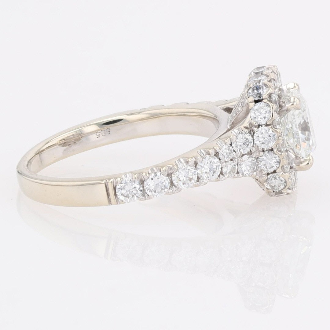 1.97ct Cushion Diamond Halo Engagement Ring — GIA Certified, 14k White Gold