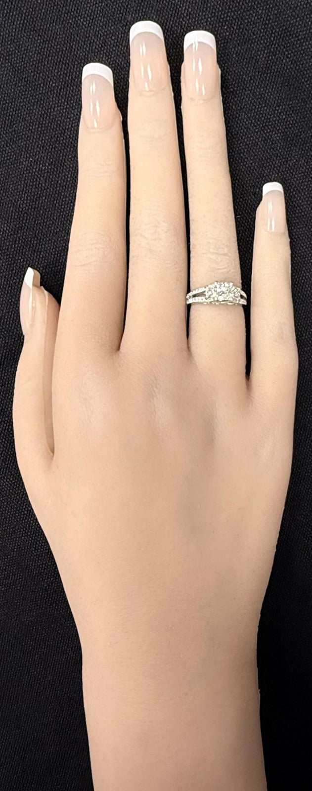 0.76ct Square Modified Brilliant Diamond Three-Stone Ring — GIA Certified, 14k White Gold