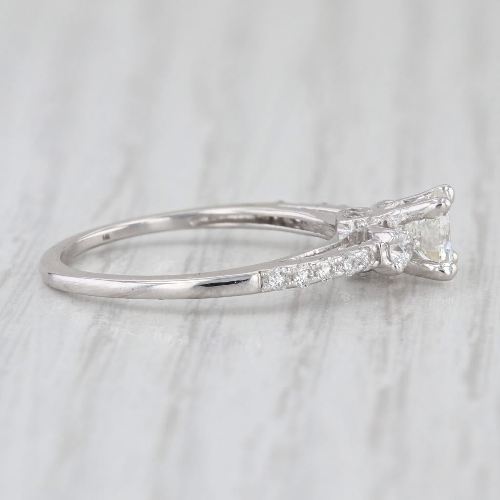 0.62ct Round Brilliant Diamond Cathedral Engagement Ring — GIA Certified, 14k White Gold