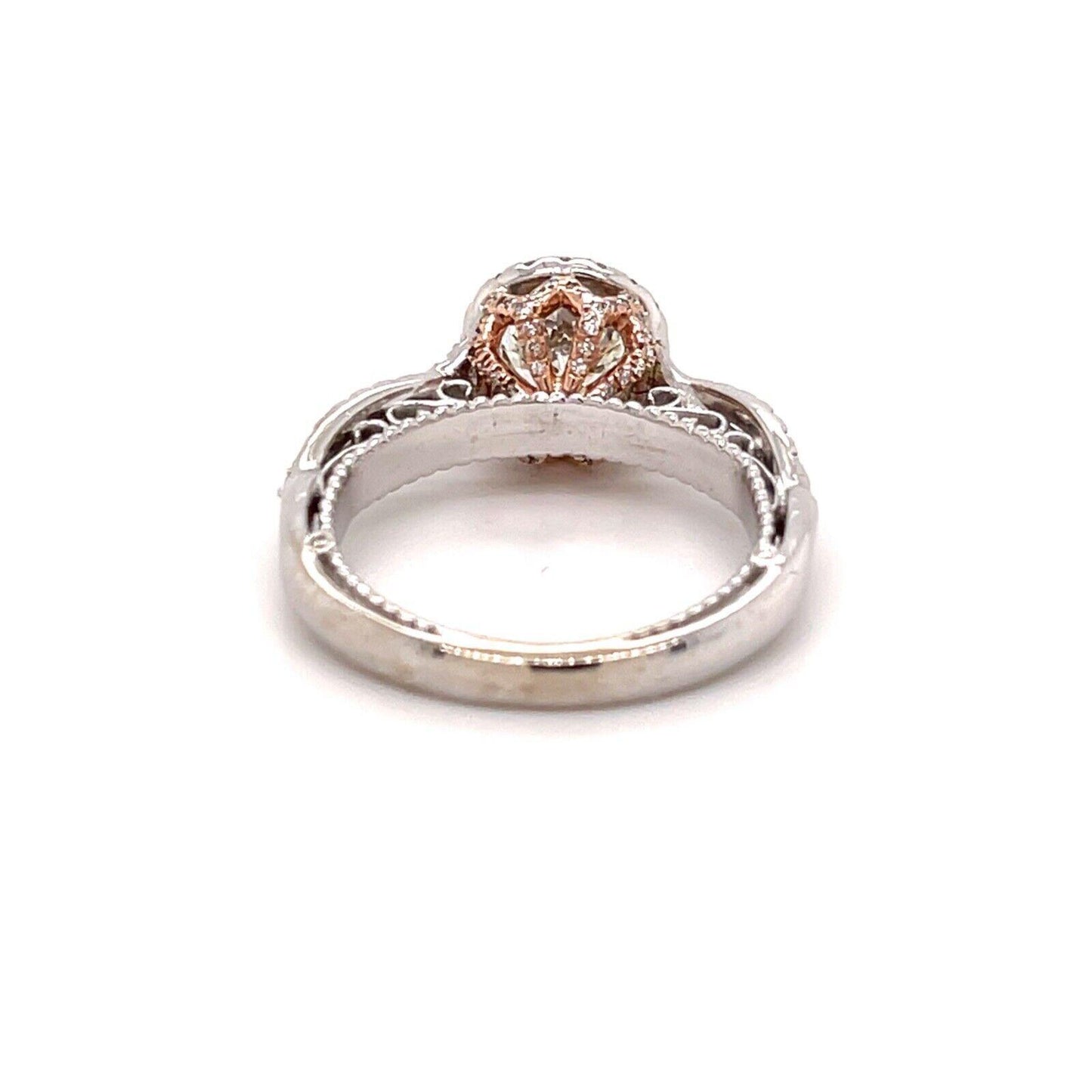 1.14ct Round Brilliant Diamond Halo Ring — GIA Certified, 14k White & Rose Gold