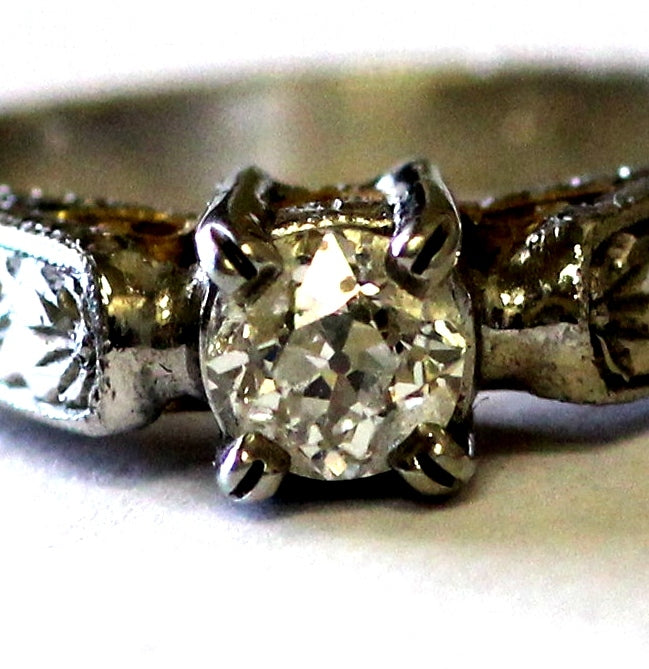 0.54ct Old European Brilliant Diamond Engagement Ring — GIA Certified, 18k Yellow Gold & Platinum