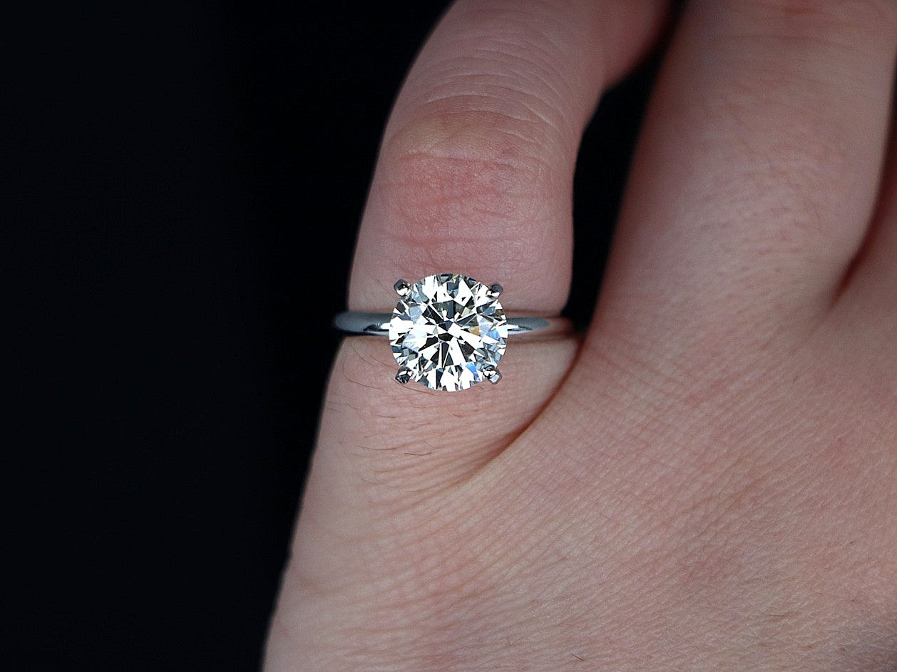 3.02ct Round Brilliant Diamond Engagement Ring — GIA Certified, Platinum
