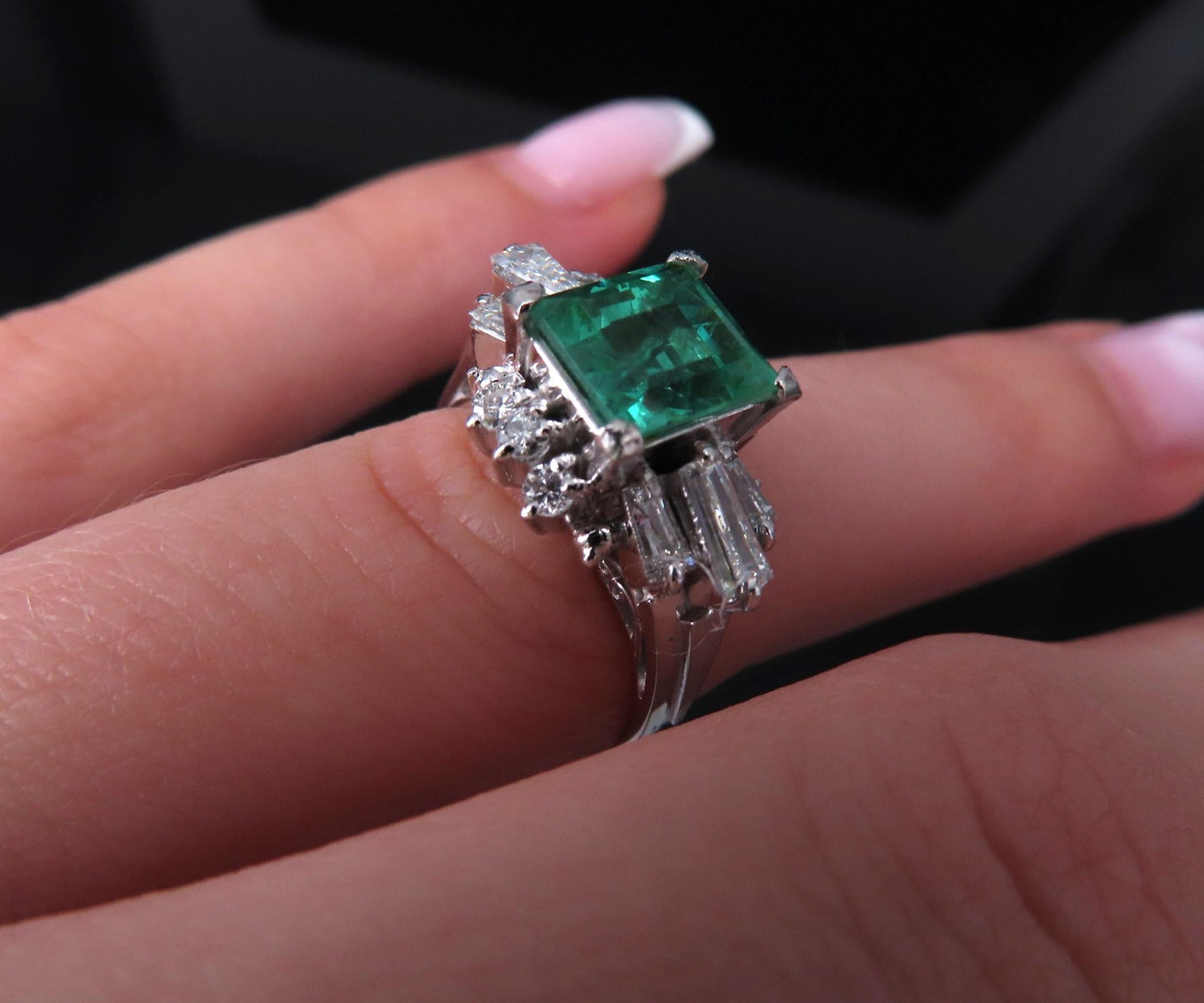1.48ct Emerald Cut Natural Emerald Diamond Ring — GIA Certified, Platinum