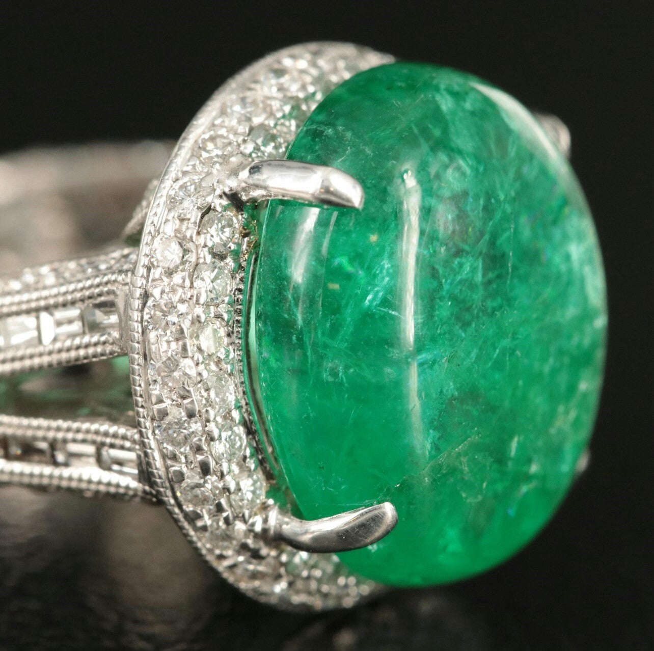 7.55ct Oval Emerald Diamond Ring — GIA Certified, 18k Gold