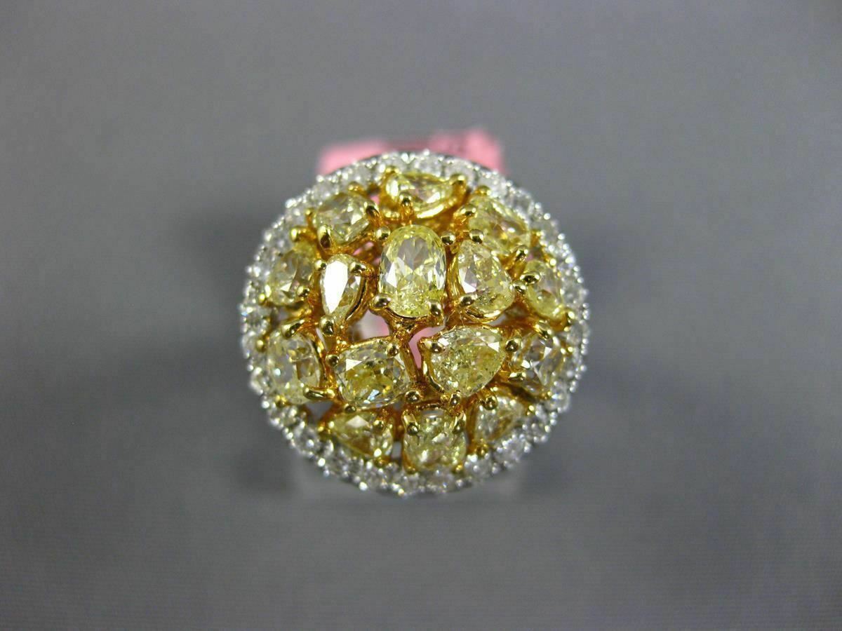 2.87ct Fancy Yellow & White Diamond 3D Cluster Ring — GIA Certified, 18k Two-Tone Gold