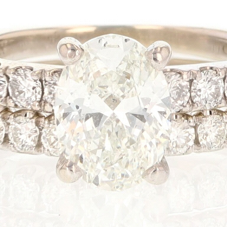 2.58ct Oval Diamond Pavé Wedding Set — GIA Certified, 14k White Gold