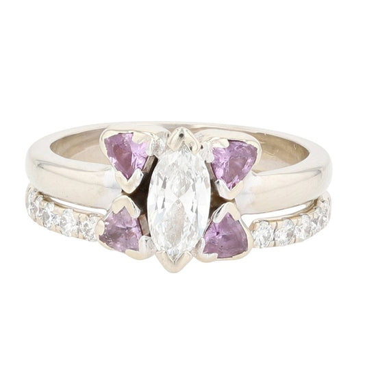 1.7ct Marquise Diamond Wedding Set — GIA Certified, 14k White Gold