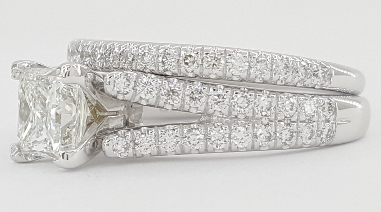 1.00ct Square Modified Brilliant Diamond Engagement Ring — GIA Certified, 14k White Gold
