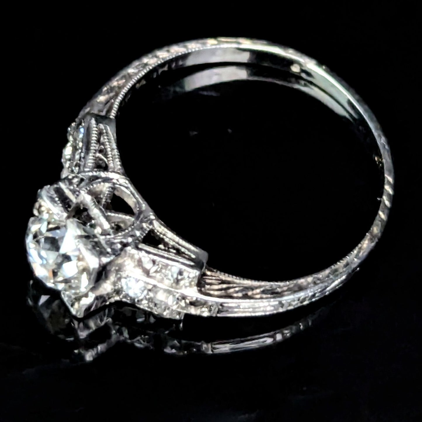 1.15ct Old European Cut Diamond Art Deco Ring — GIA Certified, Platinum