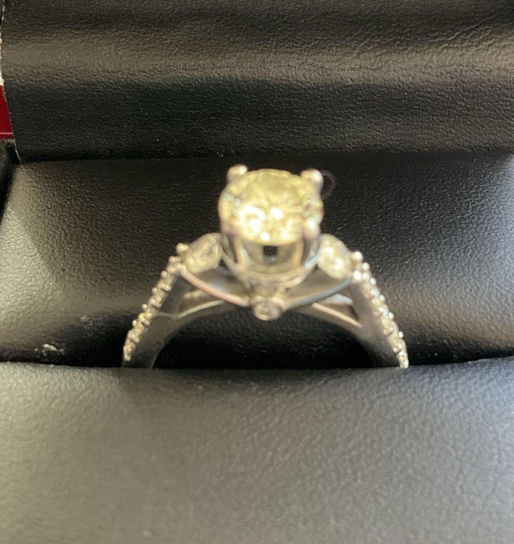 0.83ct Round Brilliant Canary Yellow Diamond Engagement Ring — GIA Certified, 14k White Gold