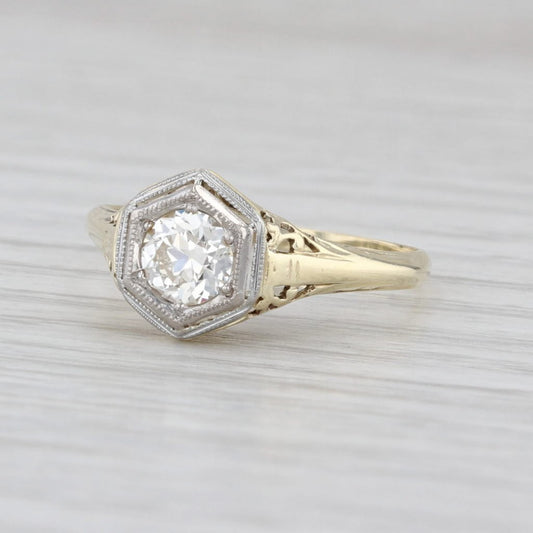 0.54ct Round Brilliant Diamond Solitaire Ring — GIA Certified, 14k Yellow Gold & Palladium