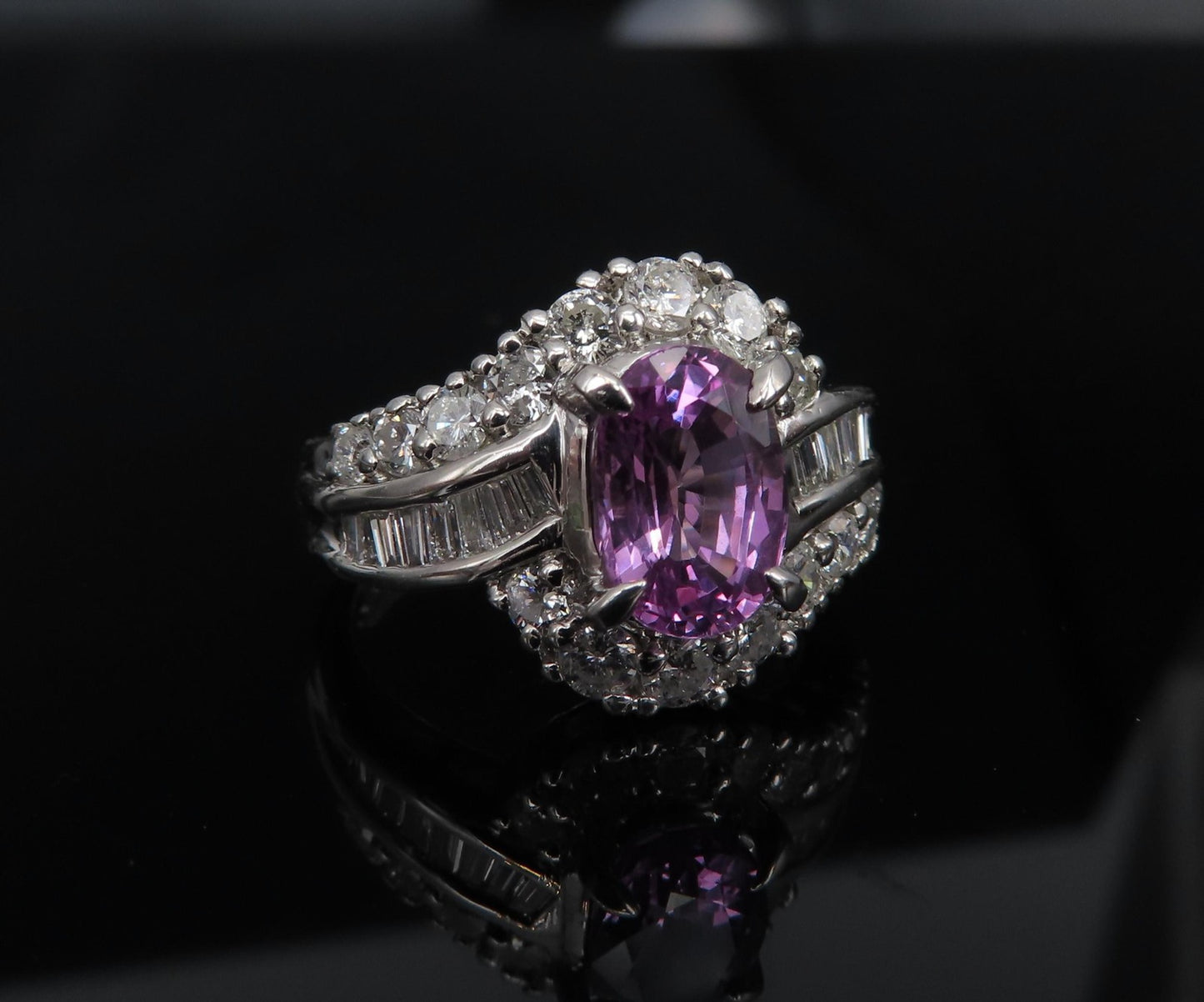 2.02ct Oval Pink Sapphire & 1.00ct Diamond Ring — GIA Certified, Platinum