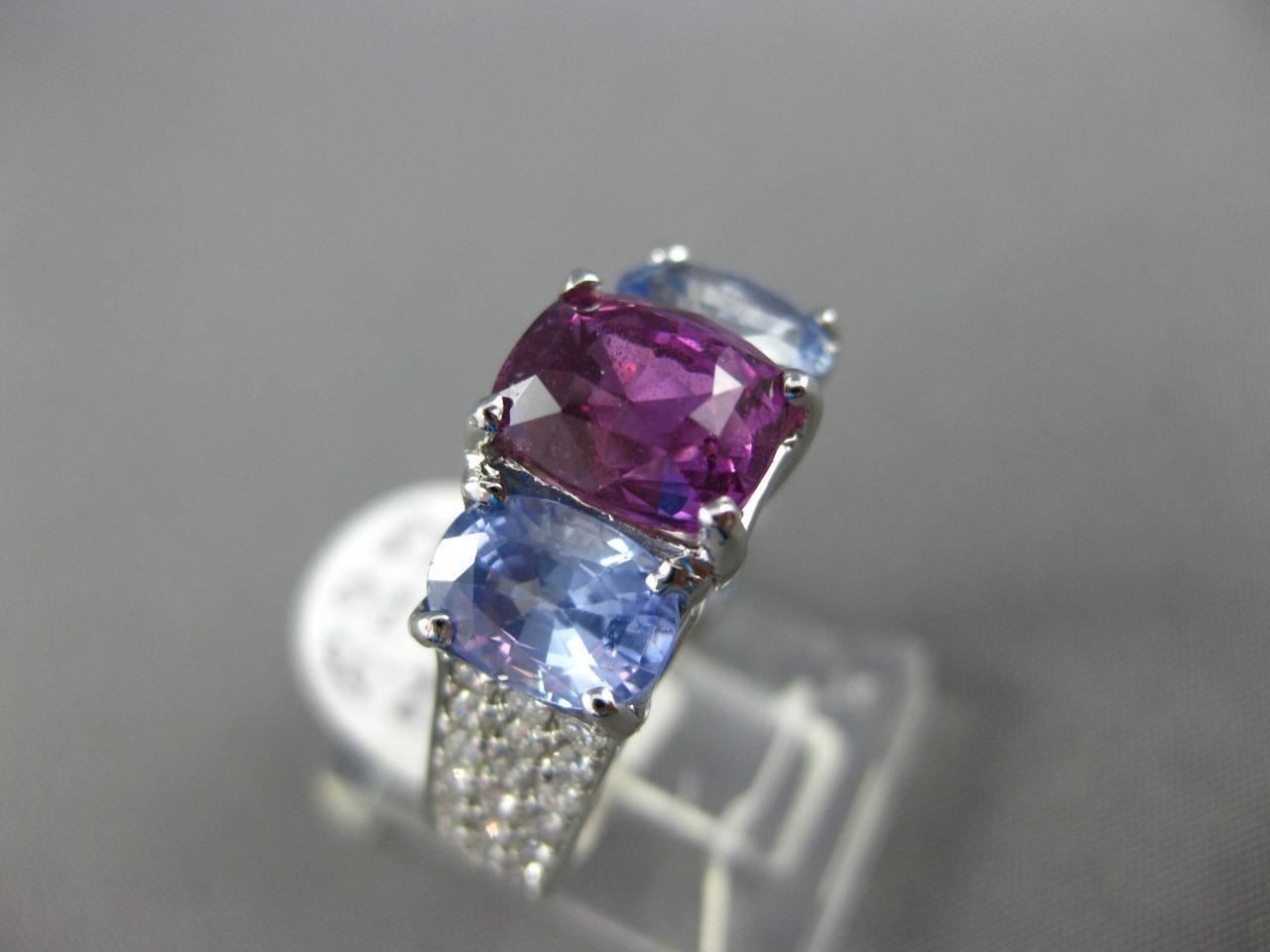 5.63ct Diamond & Sapphire Three Stone Ring — GIA Certified, 18k White Gold