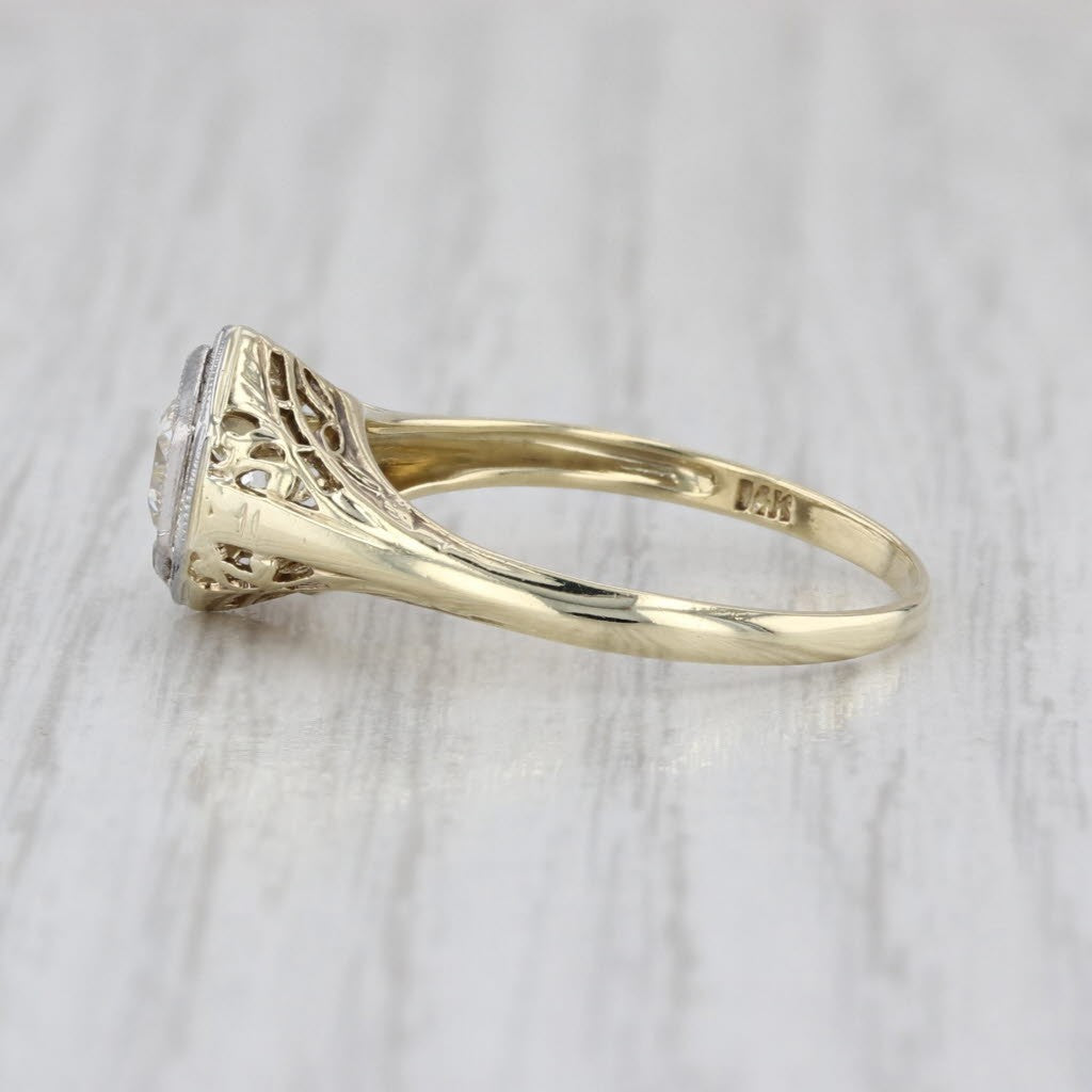 0.54ct Round Brilliant Diamond Solitaire Ring — GIA Certified, 14k Yellow Gold & Palladium