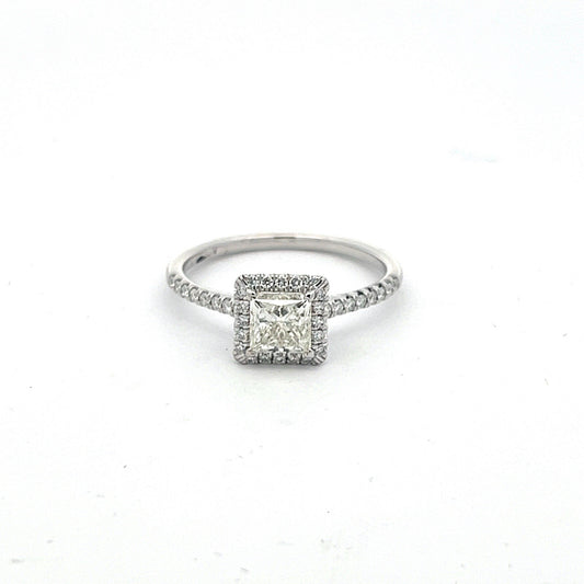 0.93ct Square Modified Brilliant Diamond Engagement Ring — GIA Certified, 14k White Gold